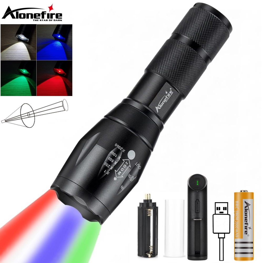 Outdoor Hunting Photography - Zoom 4-In-1 Multicolor LED Flashlight Red