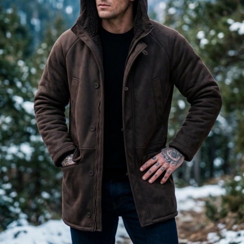 New Men's Faux Fur Lined Hoode - Men'S Outdoor Hunting Jacket 评论和价格