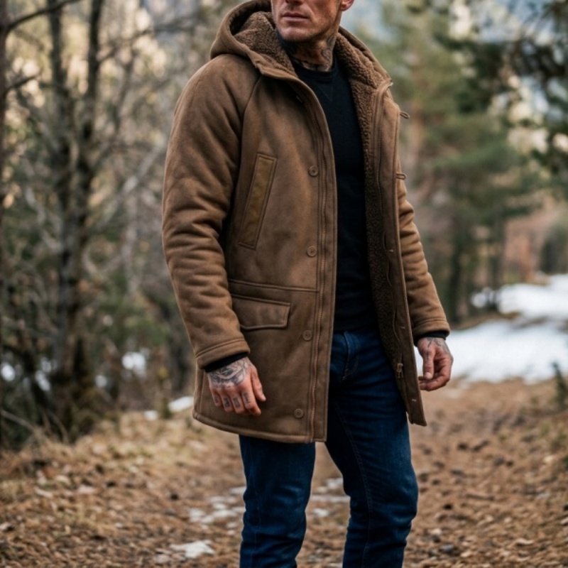 New Men's Faux Fur Lined Hoode - Men'S Outdoor Hunting Jacket 评论和价格