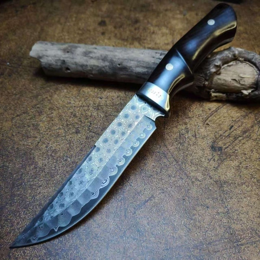 High Hardness Damascus / DC53  - Knife Hunting Fixed Blade 评论和价格