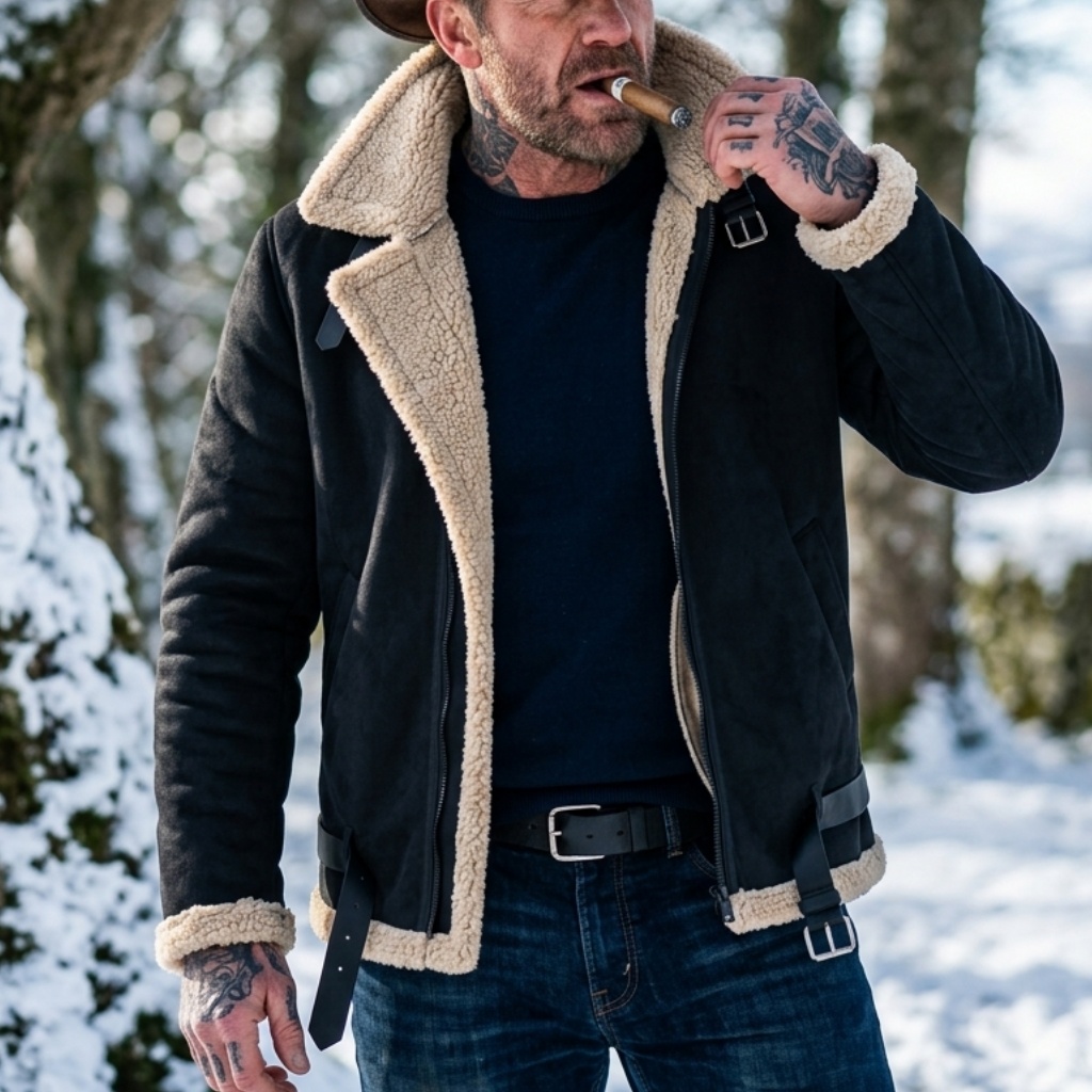 Men Winter Faux Suede Jacket F - Men'S Outdoor Hunting Jacket 评论和价格